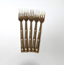 5 Vintage Kuchengabeln in Form von Bambusrohren aus Messing