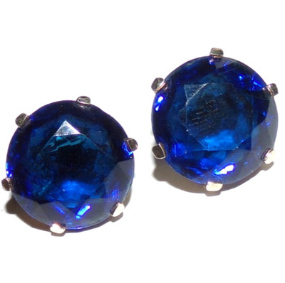 CROWN TRIFARI signed earrings with JAW DROPPING BLUE STONES-OMG!!!