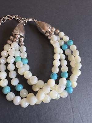 Jay King DTR 925 bracelet Sterling Silver Turquoise Beaded Mother Of Pearls 7 