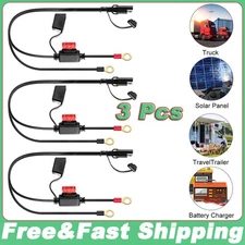 3 PCS Battery Terminal Ring SAE Connector Harness Charger Cable Extension Cord