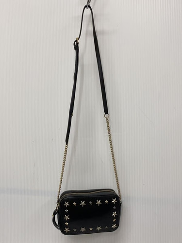 JIMMY CHOO Studded Camera Bag Shoulder Bag Leather Black Plain