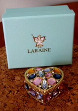 Bejewelled Heart Shaped Trinket Box New in Original Box Laraine Very Pretty