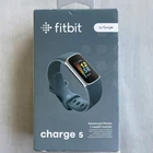 NEW Fitbit Charge 5 Activity Tracker Smartwatch-Platinum Steel/Steel Blue Band