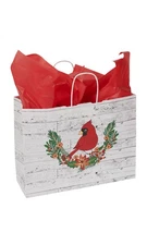 SSWBasics Large Winter Wreath Paper Shopping Bags - Case of 100 Festive Premium