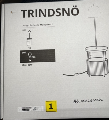 IKEA TRINDSNÖ Floor Lamp White Metal/Birch Veneer 49