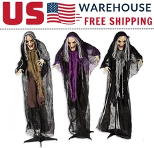 Fun Express 3 Witches Holding Hands Halloween Yard Stakes Set – 4ft Outdoor Deco