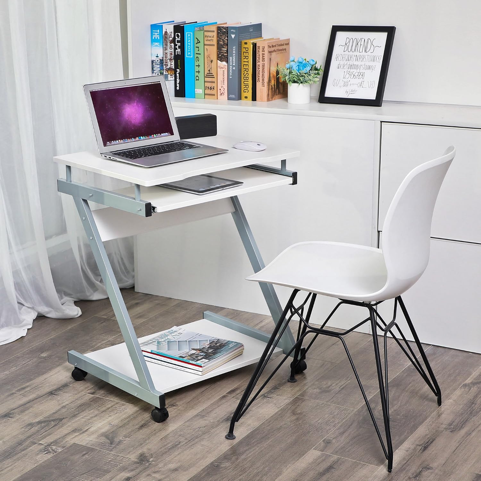 Center Table Computer Desk Computer Desk Mobile, Writing Desk Z-Shaped, PC Table for Small Spaces ...