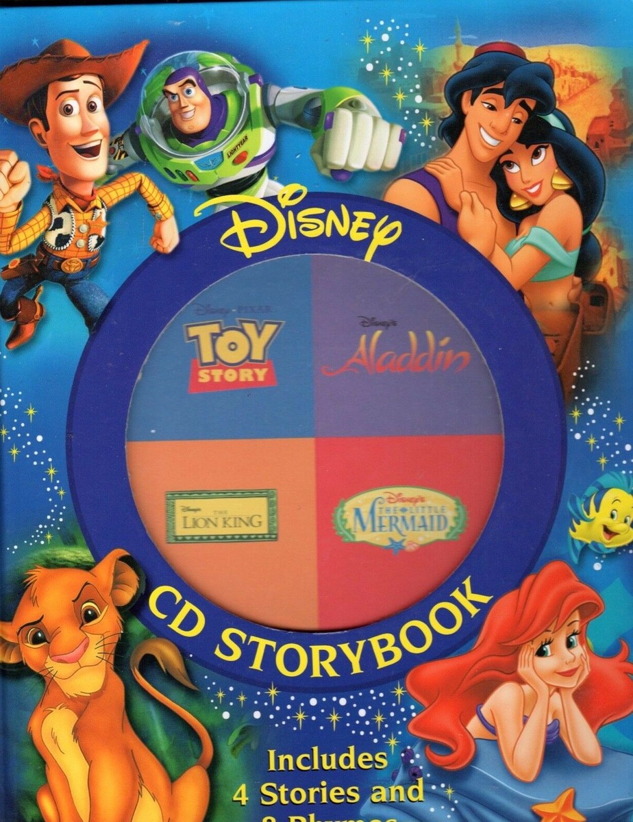Disney CD 4 Story Book Lion King Aladdin Little Mermaid Toy Story