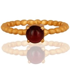 Matte finish Gold Plated 925 Silver Garnet Gemstone Stackable Ring Jewelry