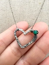 Handcrafted sterling silver Heart Necklace 18"