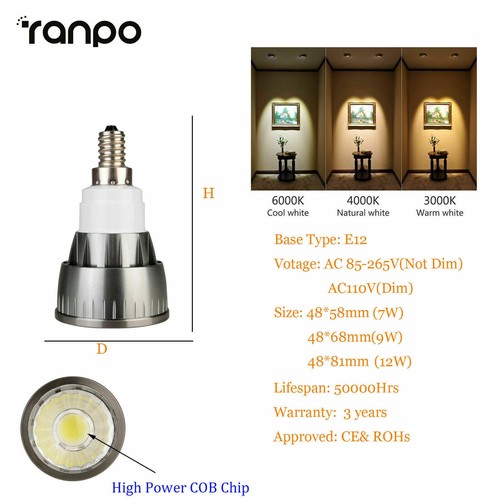 6x Dimmable Cob Led Spotlight Room Lighting Energy Living Cold Lampu Gu10 110 - Picture 15 of 19