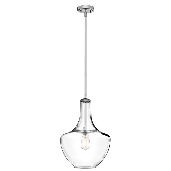 Pendelleuchte Deckenlampe HäNgeleuchte Stahl Glas Chrom D 35Cm Esszimmerlampe-image