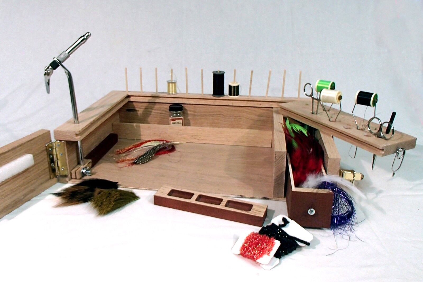 Fly Tying Work Station PORTABLE (key words rod trout fishing desk wood vise)