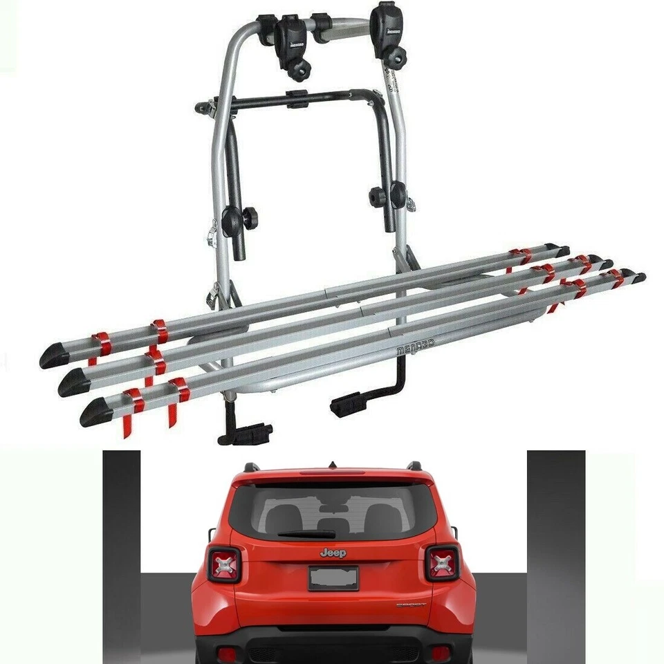 PORTABICI POSTERIORE 3 BINARI PER JEEP RENEGADE ANNO 2022 3 BICI UOMO DONNA  - Immagine 2 di 4