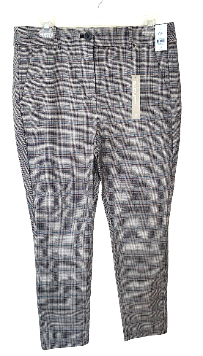 Loft High Waist Skinny Plaid Pants Women's Size 10 Petite Plaid