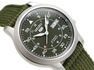 seiko 5 snk805k2 automatic 21 jewels green military nylon strap