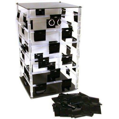 Lolalet Wood Rotating Jewelry Display Stand for Selling, 32 Hooks