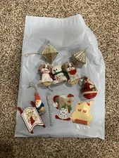 Vintage, Lot of 11 Assorted CHRISTMAS ORNAMENTS, And A Vintage Ornament Box