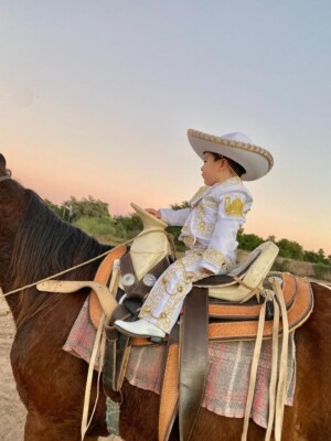 CHARRO OUTFIT FOR BAPTISM T/2 EMBROIDERY HORSE ALL