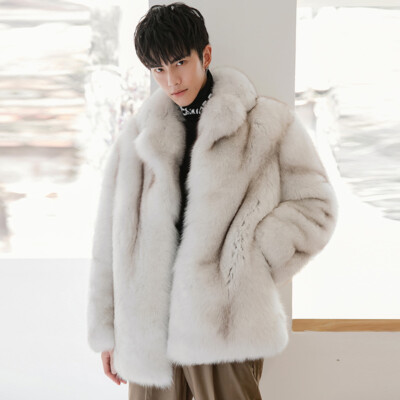 Imitation Fox Fur Jacket Men's Mink Loose Coat Imitation Fur Lapel