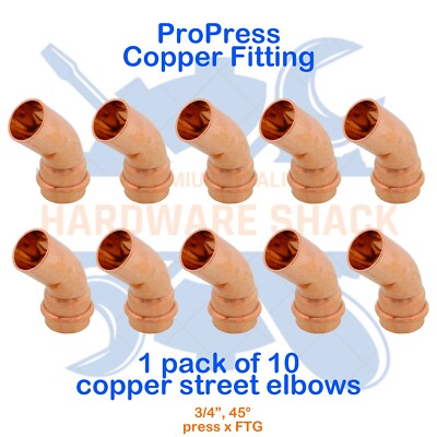 Lot De 10 Raccords Coudés Pro Press 45° Cuivre 3/4" - Neuf - Press X Press