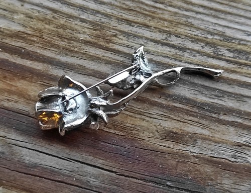 Spilla vintage, gioielli retrò per lei, spilla con strass - Foto 8 di 9
