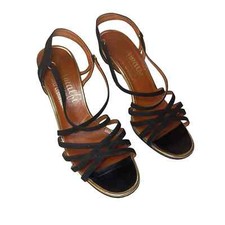 Amalfi by Rangoni Vintage Strappy Heels Black Leather Size 6M Italy