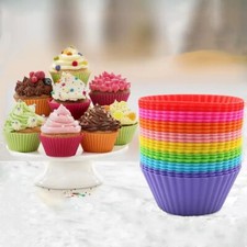Silicone Baking Cups, Reusable 12 Pack Cupcake Liners Muffin Cups Nonstick Stand