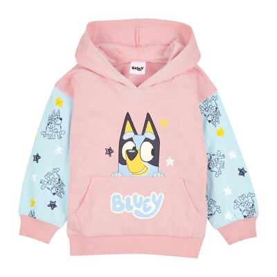 Bluey Girls Hoodie, Cotton Hooded Jumper for Girls, Official Bluey Clothing