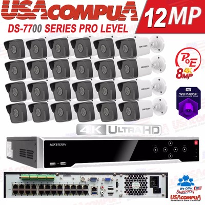 Hikvision 32CH 4K NVR ColorVu PoE Camera System 4MP Turret IP ColorVu Audio Lot