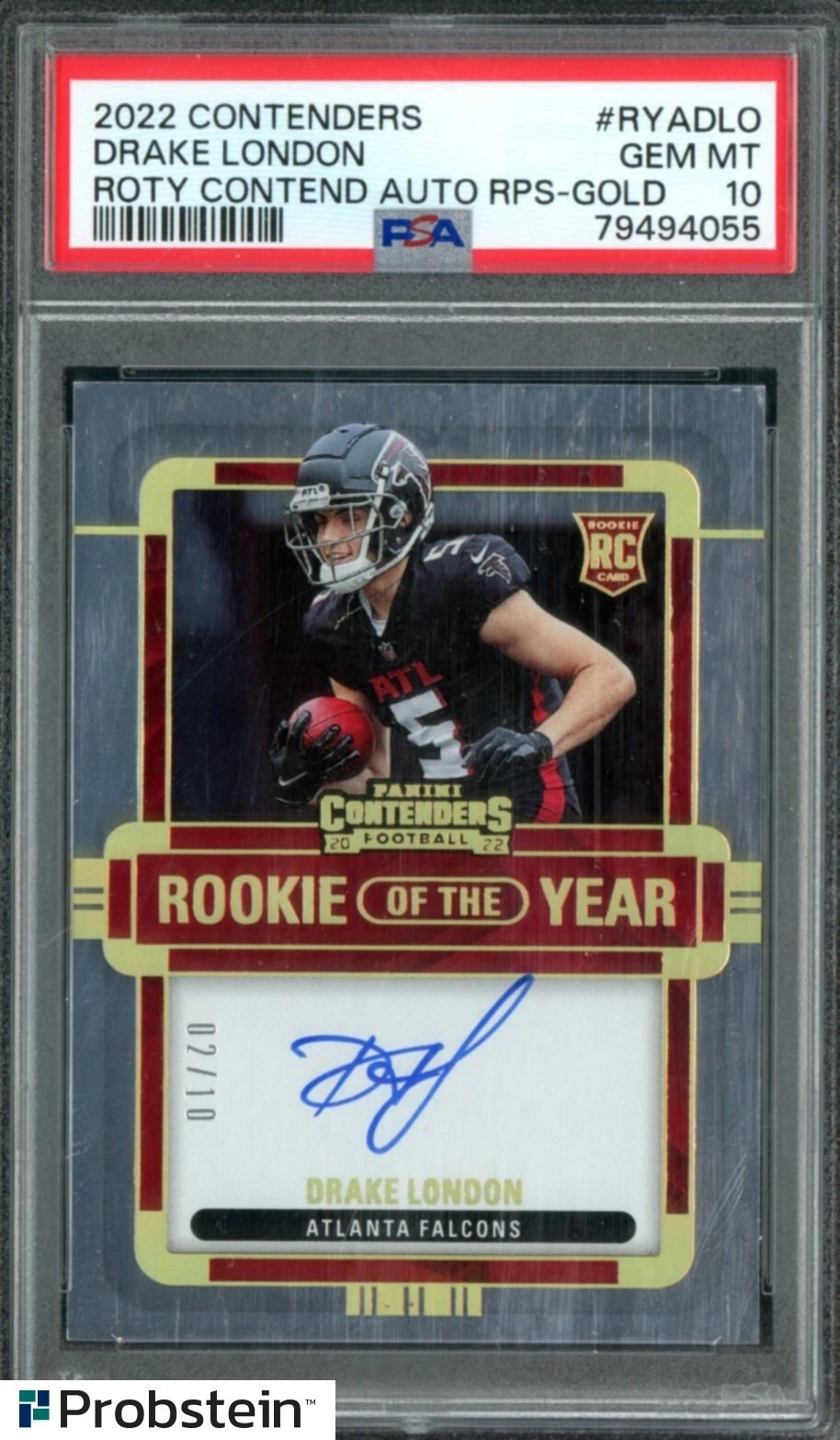 Drake London Panini Contenders Rookie of the Year Contenders Autographs Rps #RYADLO Gold