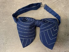 Handmade Oversized Bow tie Vintage style 70`s Navy/Silver Glitter Wedding Gift