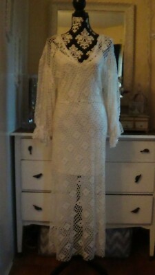Zara Ivory Crochet Knit Lace Sweater Dress Size S | eBay