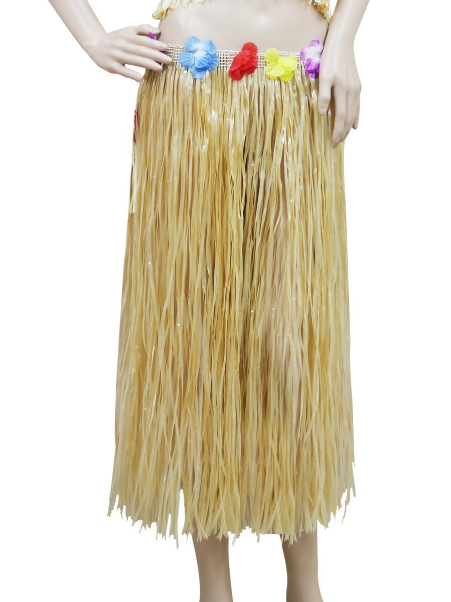 Grass Skirt Plain Straw Look Adult Hawaiian Costume 55cm Long Grass Skirt Plain Straw Look Adult Hawaiian Costume 55cm Long