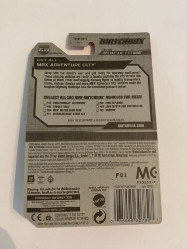 2012 MATCHBOX MBX ADVENTURE CITY 1955 CADILLAC FLEETWOOD RED & WHITE - 13 OF 120 - Picture 3 of 3