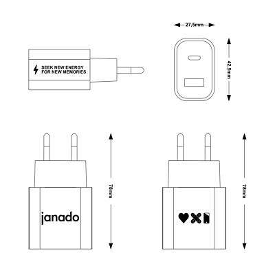 Janado | The Smarter New 20W USB-C Power Adapter / Schnellladegerät + QC 3.0 USB