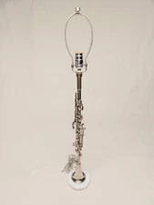 Metal Clarinet Lamp-Rene Duval Clarinet with new wiring and Harp