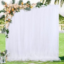 White Backdrop Curtains for Wedding Backdrop 5ftx7ft Sheer Tulle Backdrop Dra...