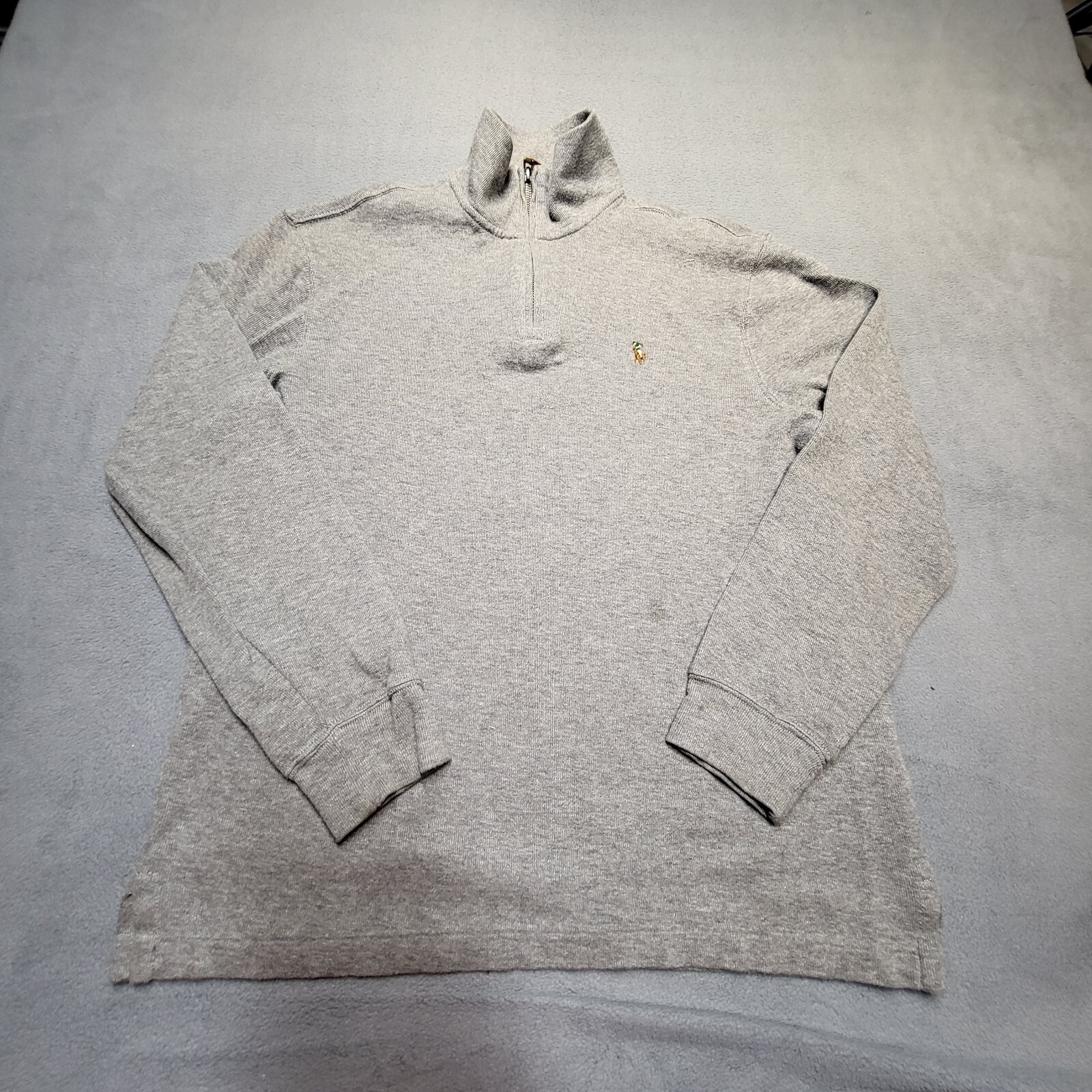 Polo Ralph Lauren Felpa Uomo M Grigio Quarto Zip Pullover Carne Pony