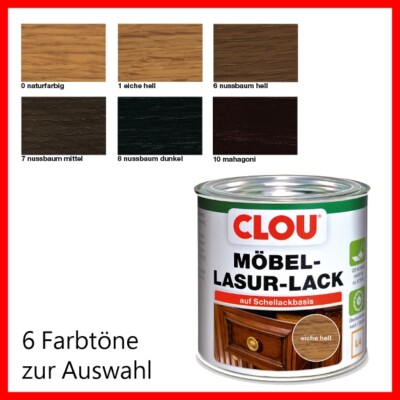 Clou Möbel-Lasur-Lack, runde Dose, 125 ml ( 87,92/Ltr.), div. Farben zur Auswahl