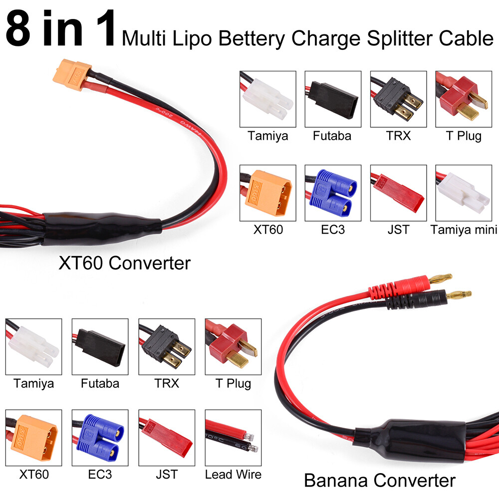 Connettore adattatore caricabatterie RC Caricatore 8 in 1 4.0mm Banana Connettore adattatore caricabatterie RC Caricatore 8 in 1 4.0mm Banana