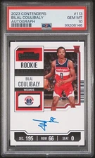 Bilal Coulibaly 2023 Panini Contenders On Card Auto Rookie PSA 10 Wizards