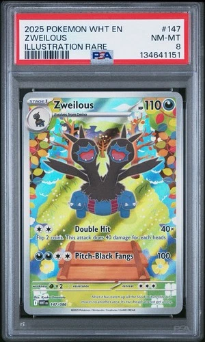 2025 POKEMON WHT EN-WHITE FLARE ILLUSTRATION RARE #147 ZWEILOUS PSA 8