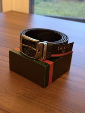 GUCCI Gürtel Schwarz GG Herren 125 cm Leder 3,5 cm Kürzbar NEU