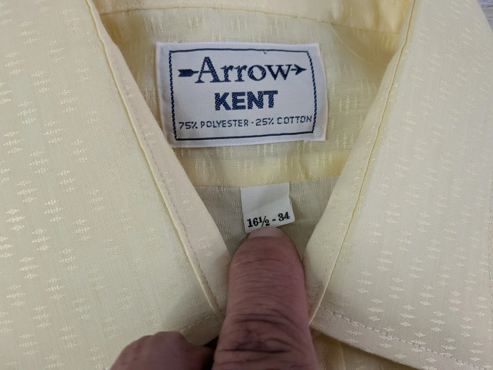 Camisa Flecha Vintage Años 70 80 Para Hombre 16.5 34 Amarilla Estampado Geométrico Abotonada Foto 2 de 4