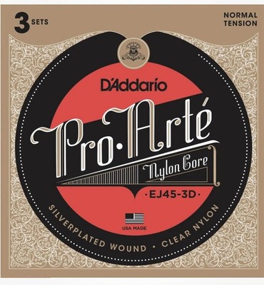 D'Addario EJ45-3D Pro-Arte Nylon Classical Guitar Strings. 3 New Sets.