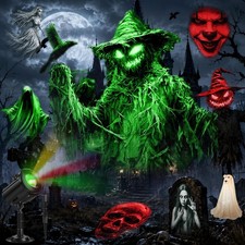 12-in-1 Halloween Projector Lights Outdoor, 3D Red Green and White