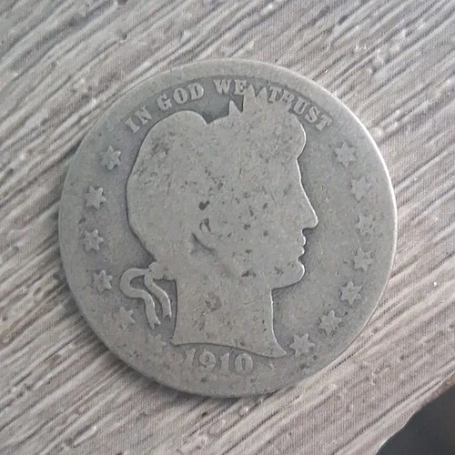 1910 Barber Silver 25C Circulated US Coin Uncertified