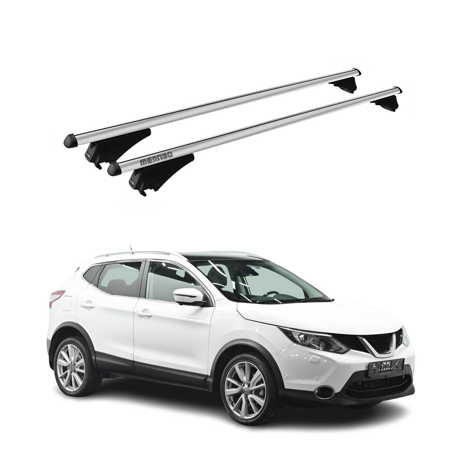 Barres de toit transversales pour Nissan Qashqai J11 2014-2017 Pre-FL Tiger gris alu