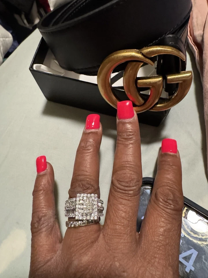 古驰腰带 GG Marmont 黑色皮革黄铜扣 105 厘米 - 36/38 腰围 — 第 2/4 张图片